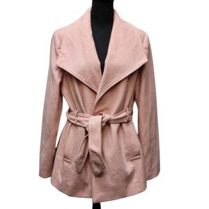 Rampage Oversized Collar Mini Trench Rose 100% Polyester Tie Jacket Size XL